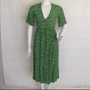 FAITHFULL THE BRAND Dress, XS, True Wrap Midi, Rivera, Green